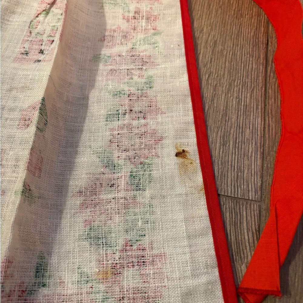Vintage Linen Festive Red and White Apron Skirt Baking Holiday Christmas